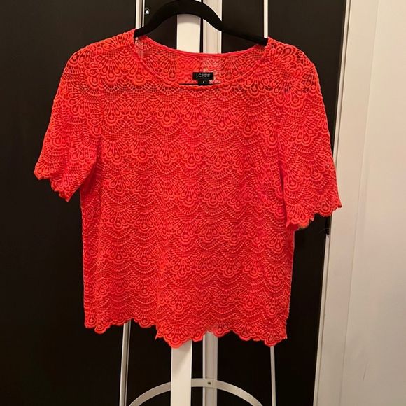 J crew coral lace crochet top with scallop sleeves and bottom - small - Picture 1 of 2